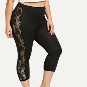 Shein 2XL Black Silky Lace Leggings
